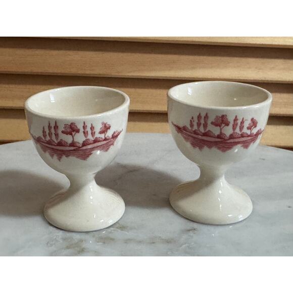 Vintage Johnson Brothers "Old Britain Castles" Pink Single Egg Cups - Set of 2 - Picture 3 of 7